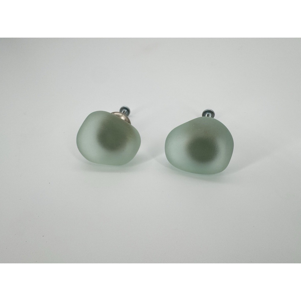 Liberty Seaglass 1.5 In.‎ Vintage Aqua And Nickel Round Cabinet Knob Lot Of 2